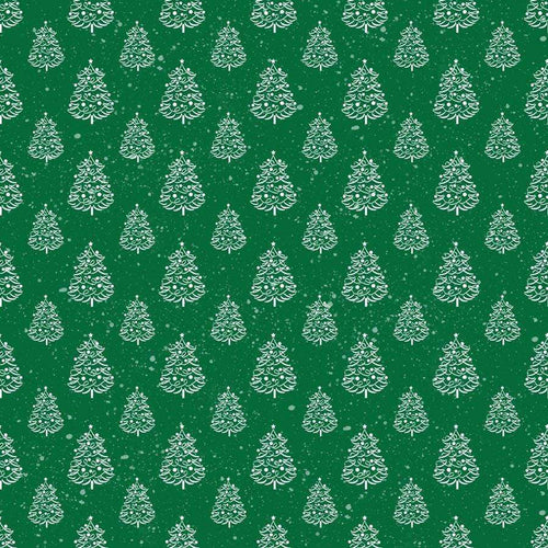 Green background with white Christmas tree pattern