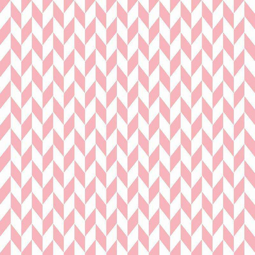 Geometric herringbone pattern in shades of pink and white