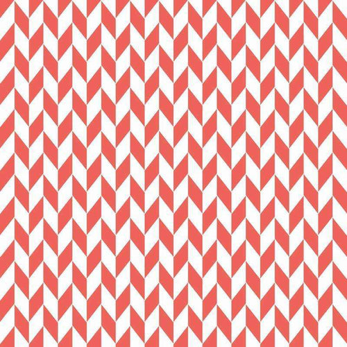 Geometric chevron pattern in red and white