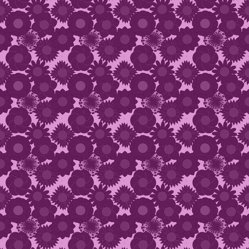Symmetrical floral pattern in shades of purple