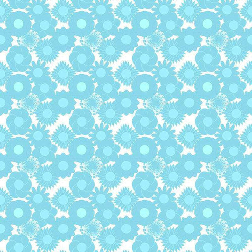 Floral pattern with aqua blue tones