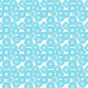 Floral pattern with aqua blue tones