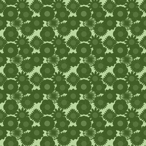 Floral pattern with varying green shades