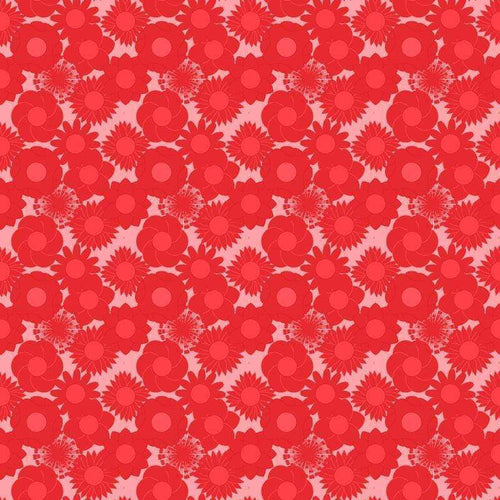 Seamless pattern of stylized coral flowers on a matching tone background