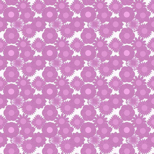 Seamless pattern with stylized floral designs in purple shades