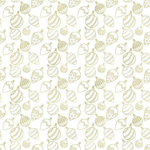 Seamless Christmas ornament pattern in golden lines on an off-white background