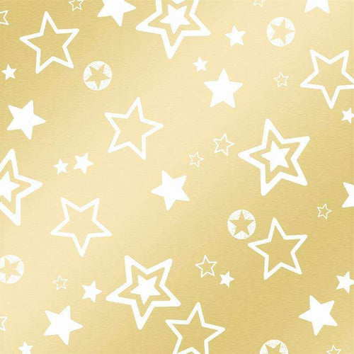 Various white stars on a golden background