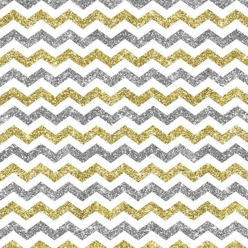 Chevron pattern with alternating gold glitter and gray stripes