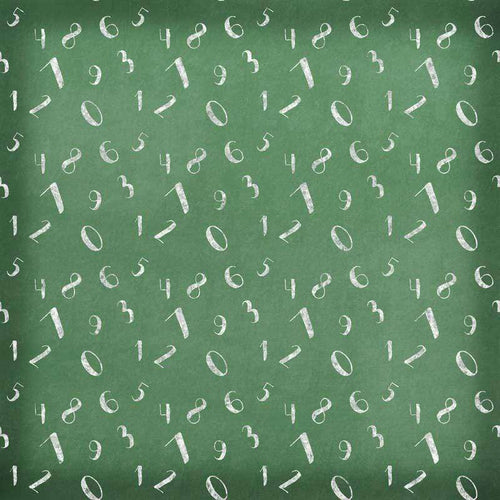 Chalkboard-style fabric with scattered white numerical figures