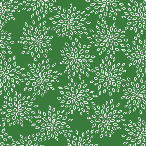 Green background with white leaf-like patterns