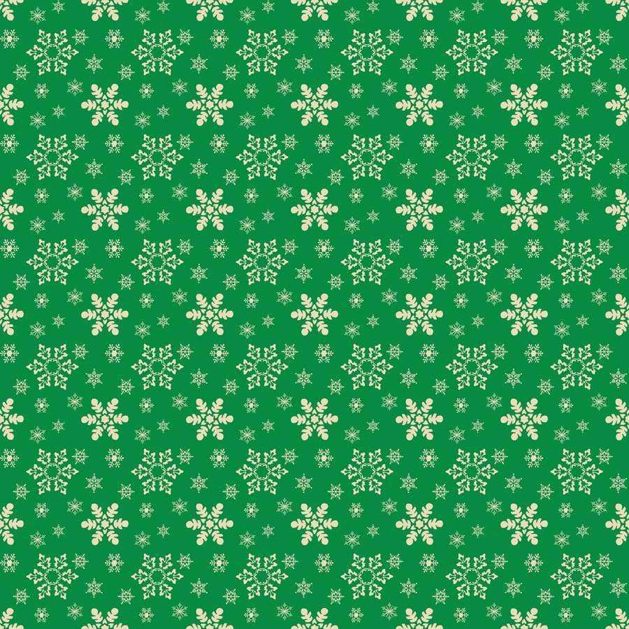 Symmetric floral pattern on a green background