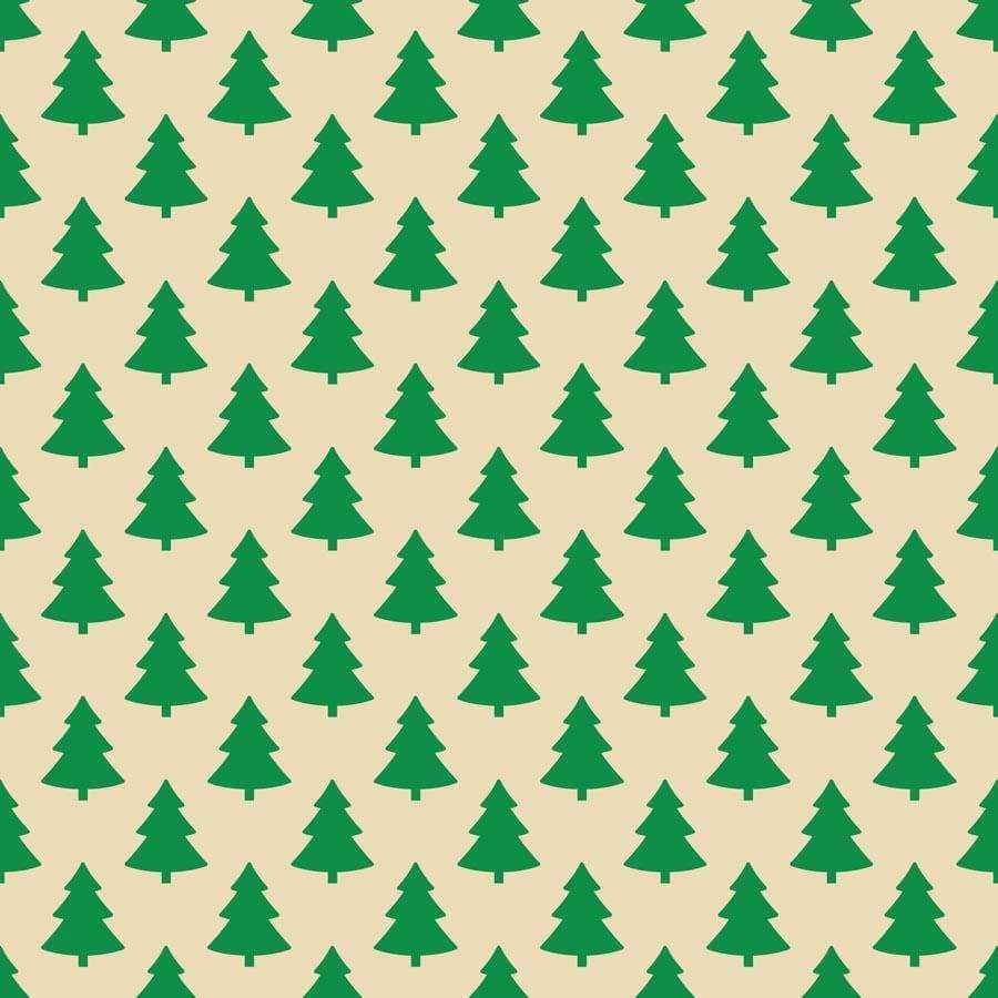 Seamless pattern of green Christmas trees on a beige background