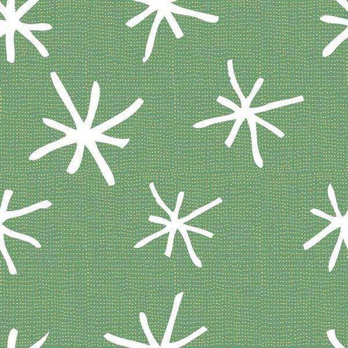 Green background with white starburst patterns