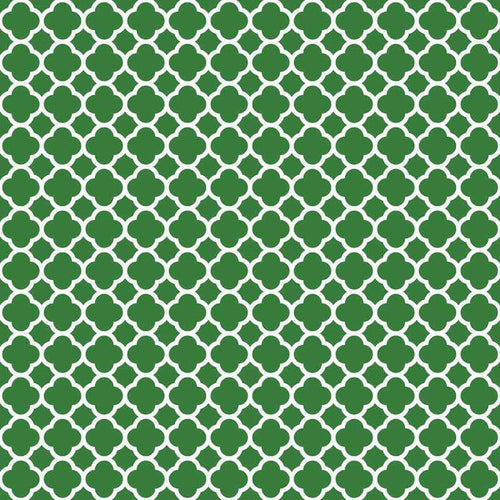 Seamless quatrefoil pattern in emerald green and white