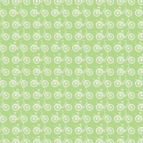 Retro bicycle pattern on a pastel green background