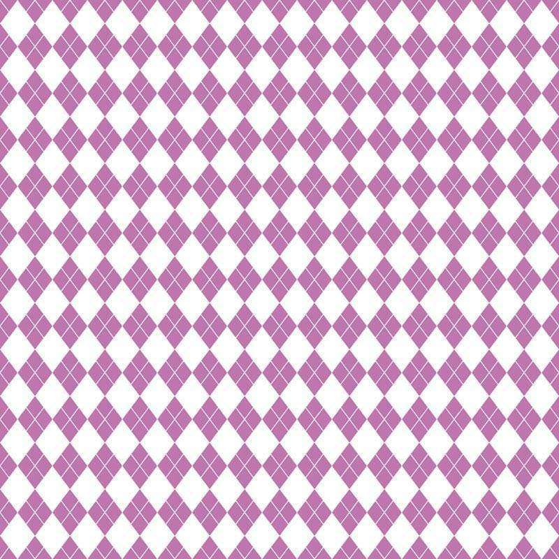 Square image of gingham pattern in lavender and white
