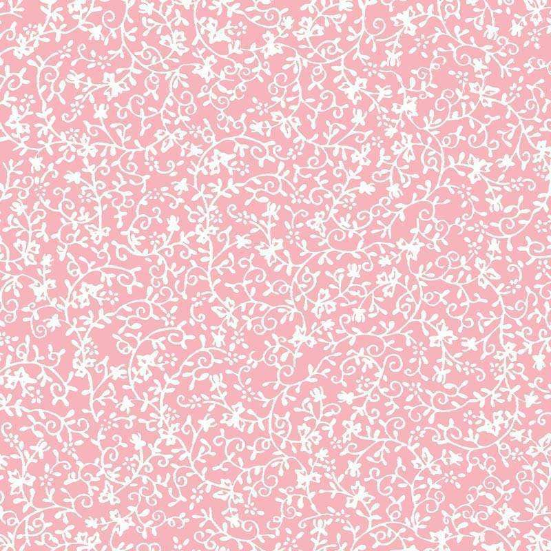 White floral pattern on a blush pink background