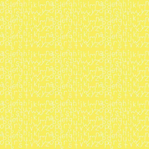 Scattered alphabet letters on a light yellow background
