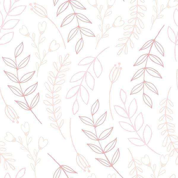 Hand-drawn style botanical pattern with delicate leaves and florals
