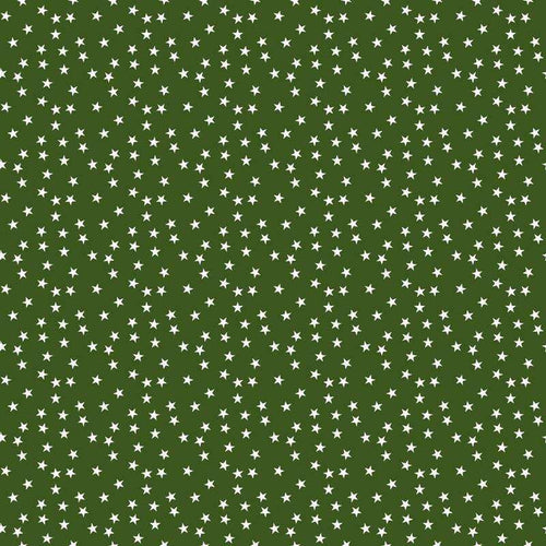 Olive green background scattered with small white stars