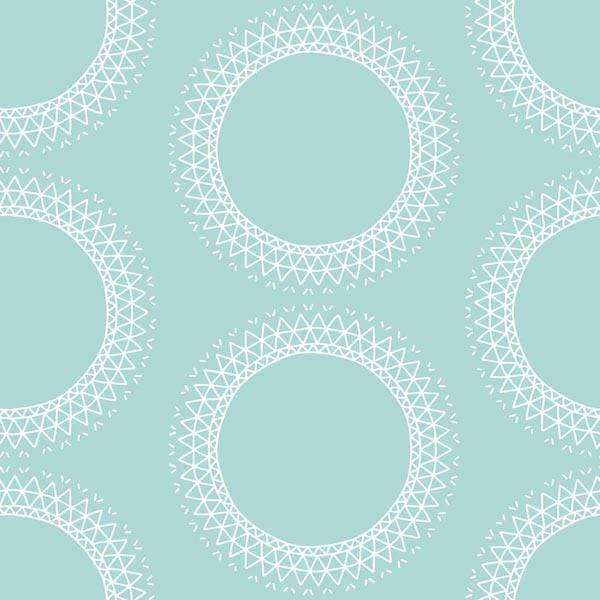 Geometric pattern with lace-like circles on an aqua background
