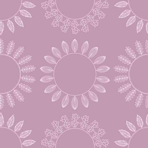 Symmetrical floral pattern on purple background