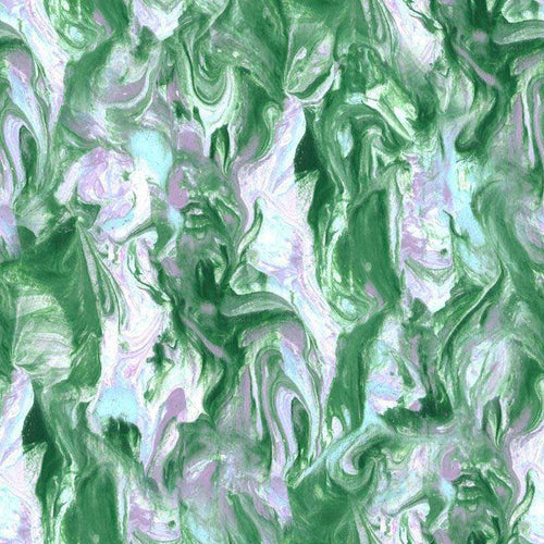 Swirling marbled pattern in shades of green and purple