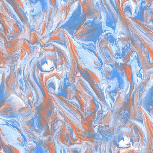 Abstract marbled pattern in blue and orange