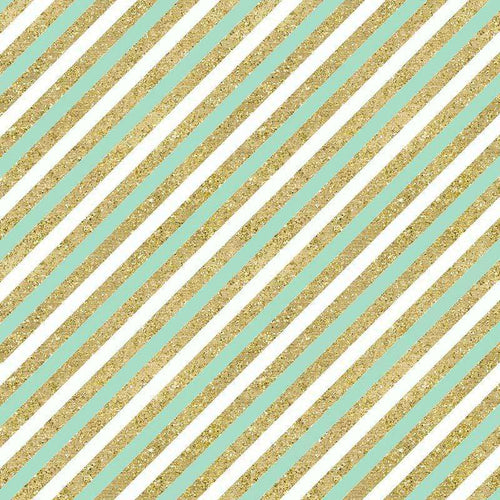 Glittery gold and white diagonal stripes on an aqua blue background