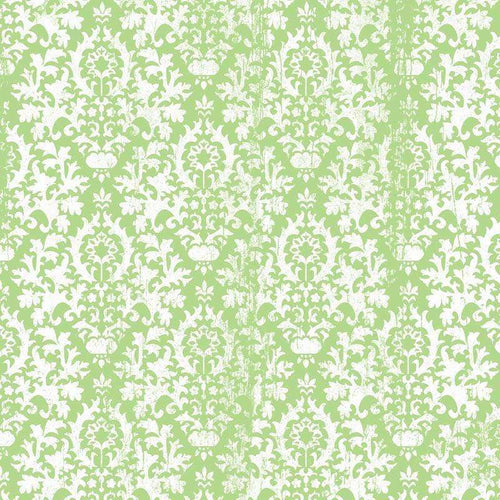 Elegant green and white damask pattern