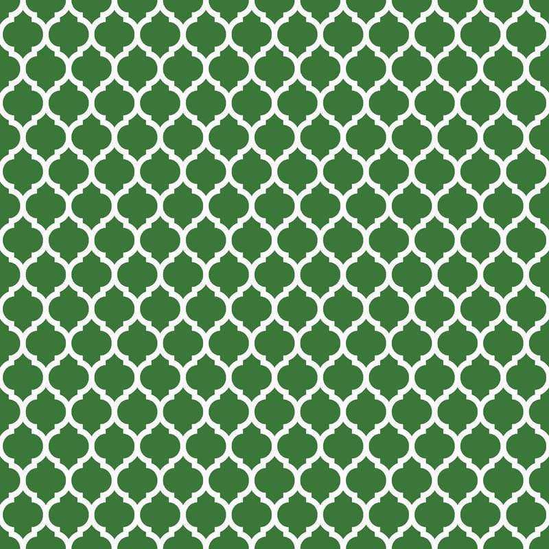 Repeated green trellis lattice pattern on a white background