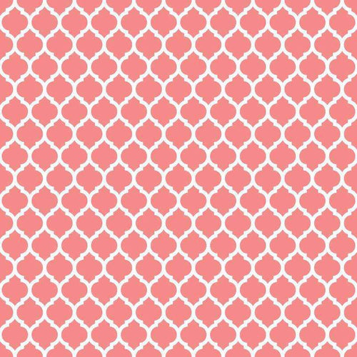 Seamless coral quatrefoil pattern on a light background