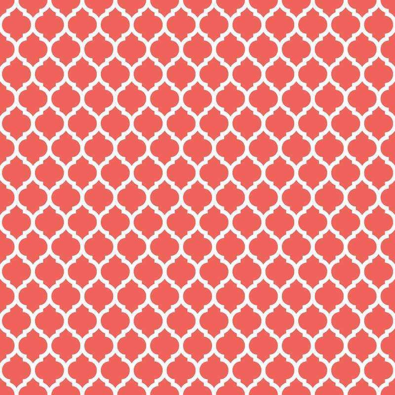 Repeating coral geometric pattern on a cream background