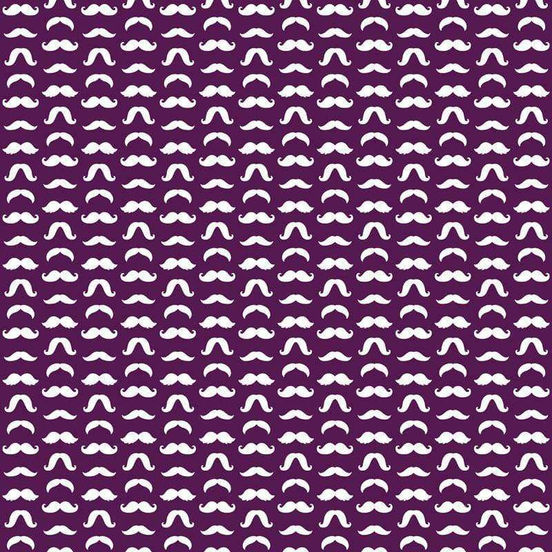 Repeated mustache pattern on purple background