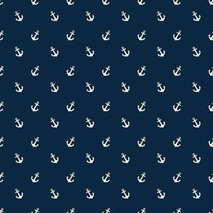 Seamless nautical anchor pattern on a navy blue background