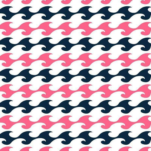 Wave pattern in pink, white, and navy blue