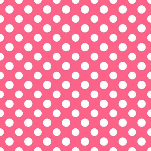 Pink background with uniform white polka dots