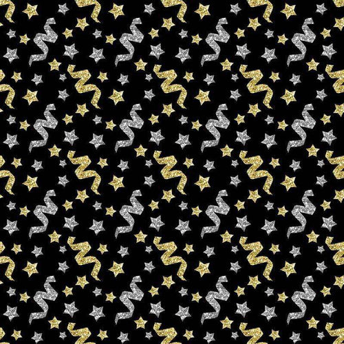 Zigzag and stars pattern on a black background