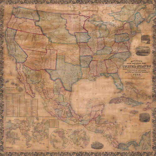 Antique-style map pattern with various shades and geographical lines