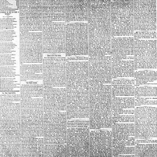 Square image of overlapping vintage newspaper clippings