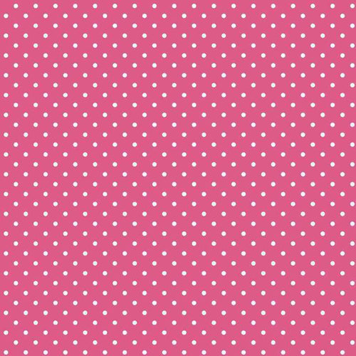 Pink fabric with white polka dots pattern
