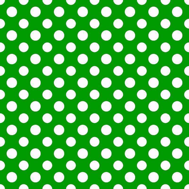 Green background with even white polka dots pattern