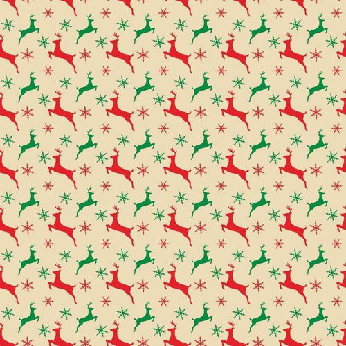 Christmas themed pattern with reindeer and snowflakes