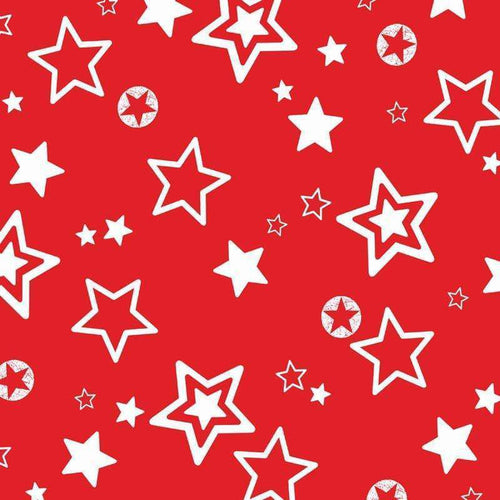 Assorted white stars on a red background
