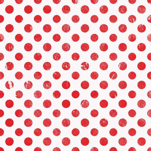 Red polka dot pattern on white background