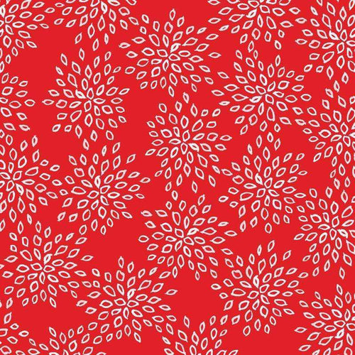 white floral pattern on red background