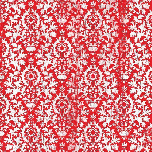 Intricate red and white damask pattern