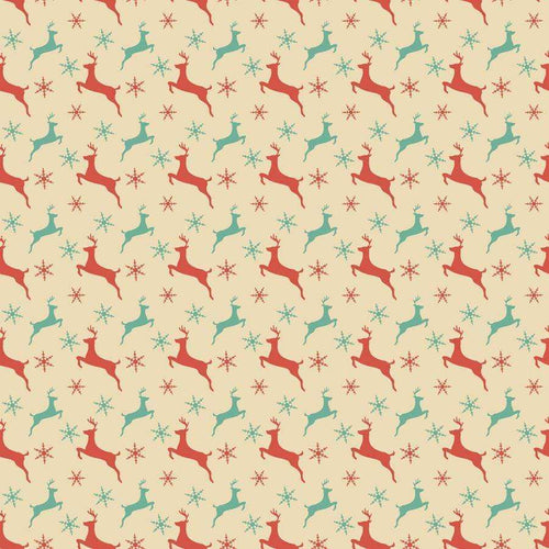 Holiday-themed pattern with reindeers and snowflakes
