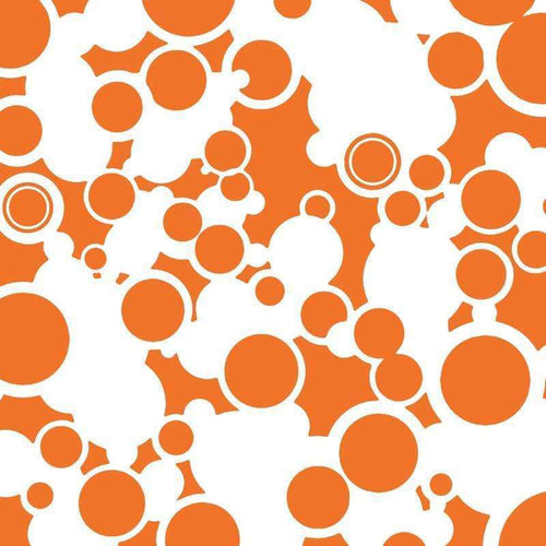 Abstract pattern with various overlapping circles in orange and white