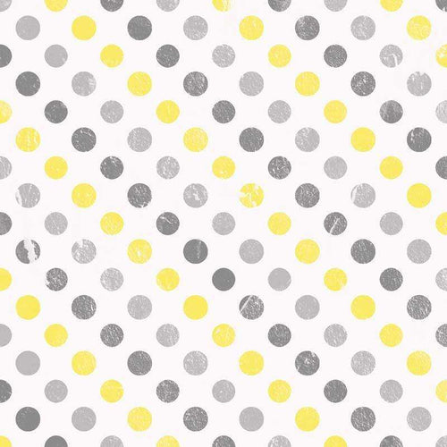 Abstract pattern with yellow and gray dots on a white background